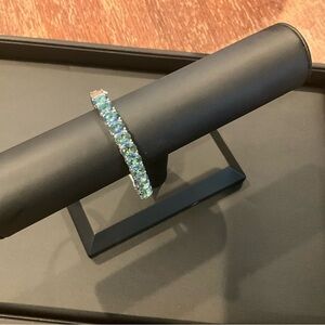 Elegant Blue and Silver Bracelet 925 lab created rainbow Topaz